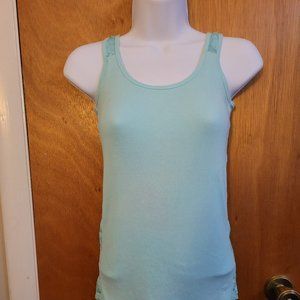 American Eagle Outfitters, Lace Back Tank Top, Aqua/Teal, M